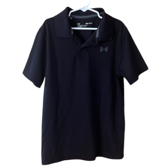 Under Armour Other - Boy’s Under Armour Black Polo Short Sleeves Sz Youth Medium (10-12) Loose Style